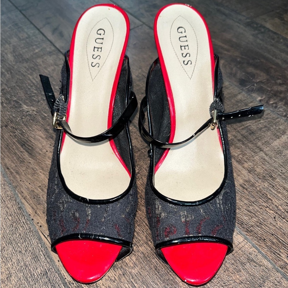 Guess Women's Peep Toe Mules Black Lace Red
Platform Heels Stilettos Size 11